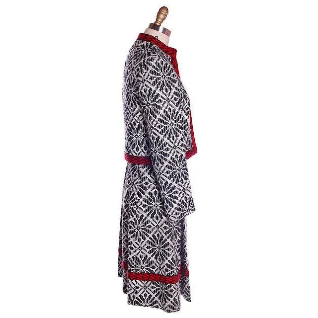 Vintage Black & White Jacquard Dress/Jacket Saks 70s 35-29-36