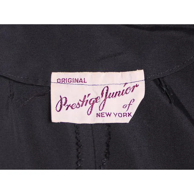 Vintage Black Rayon Suit w/ Cape Ball Fringe 1940s Sz 4