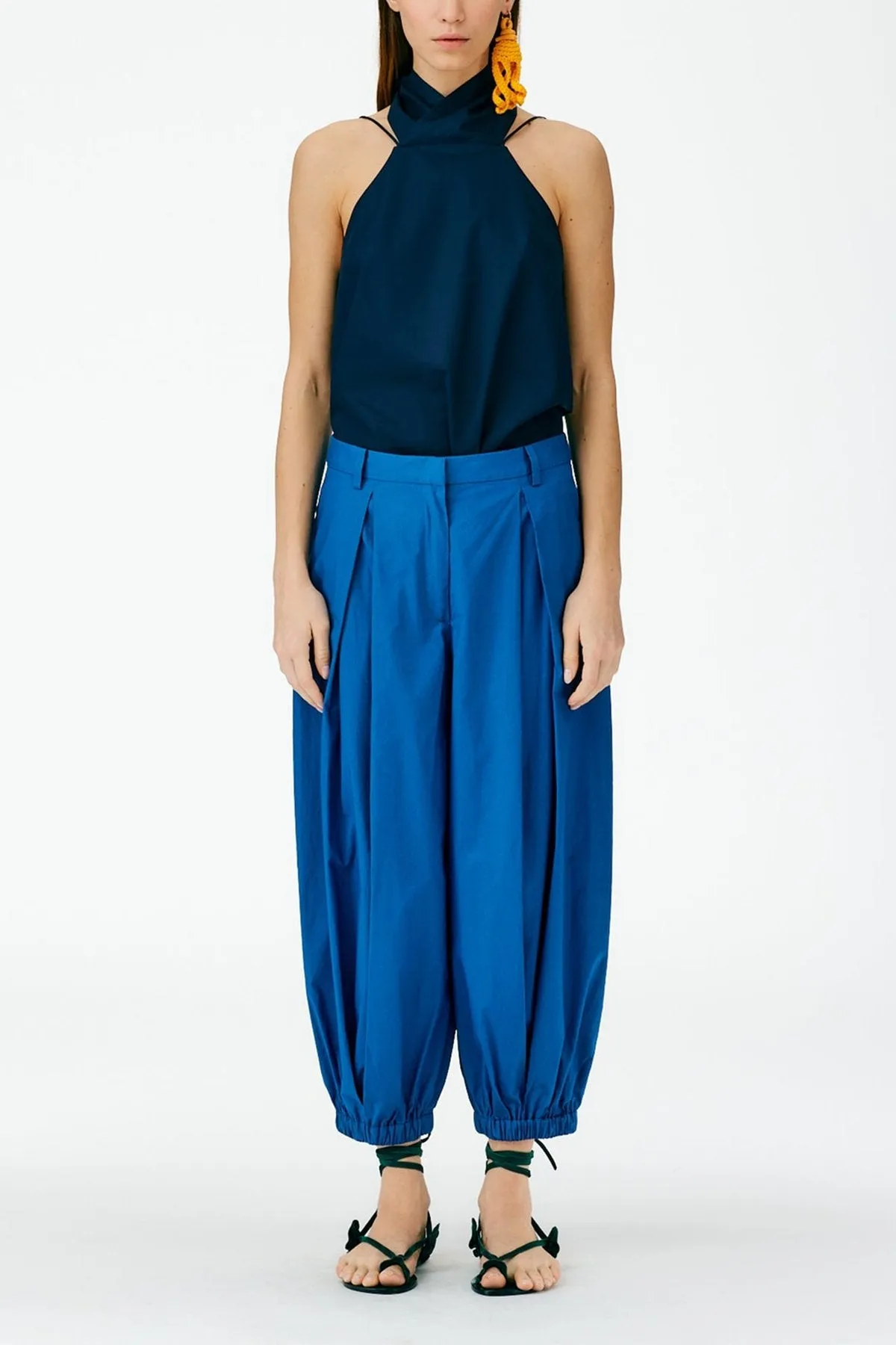 Vintage Cotton Pleated Balloon Pant in Serene Blue