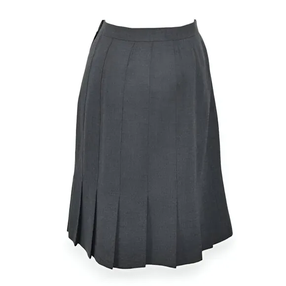 Vintage Doncaster Classic Minimalist Gray Wool Pleated Pencil Fit Flare Skirt 10