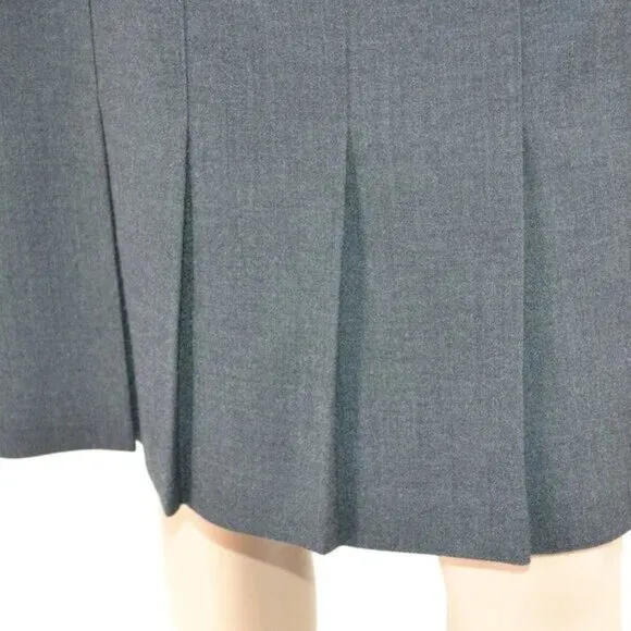 Vintage Doncaster Classic Minimalist Gray Wool Pleated Pencil Fit Flare Skirt 10
