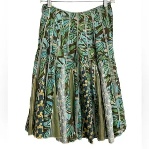 Vintage J. Peterman Women Floral Patchwork Skirt Size 2 Godet A-Line Mixed Media