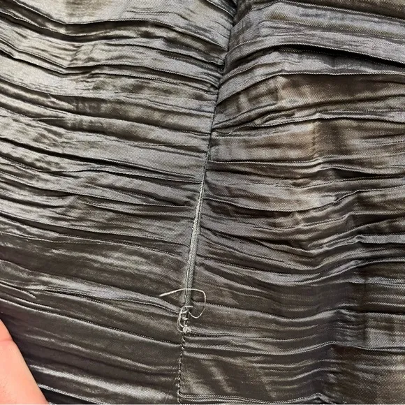 Vintage Jessica McClintock Grey Strapless Ruched Dress with Back Detail