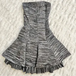 Vintage Jessica McClintock Grey Strapless Ruched Dress with Back Detail