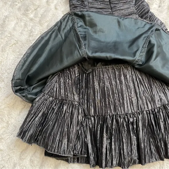 Vintage Jessica McClintock Grey Strapless Ruched Dress with Back Detail