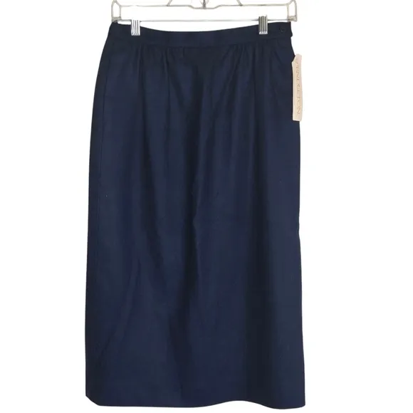 VINTAGE PENDLETON NWT 100% Virgin Wool Navy Blue Midi Skirt