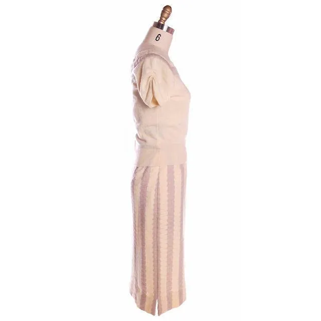 Vintage Sweater Suit 100% Cashmere Dorine Liebert Beige Sz 4