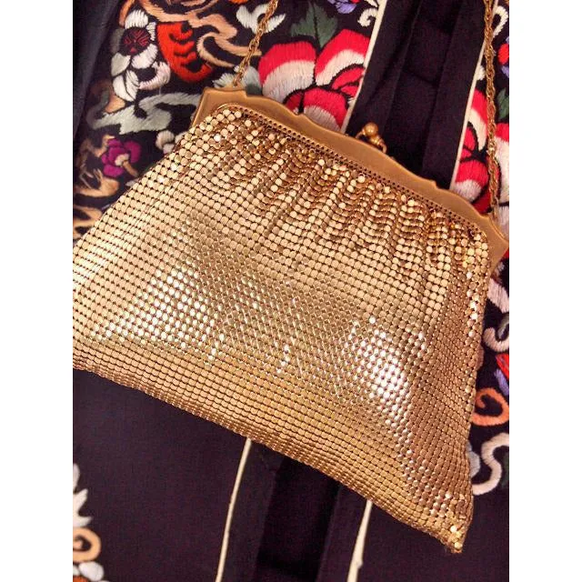 Vintage  Whiting & Davis Gold Tone Mesh Purse 1930s