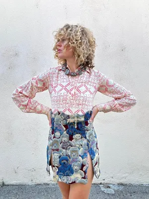 Vintage Zandra Rhodes and Sylvia Ayton Silk Teddy Bear Blouse