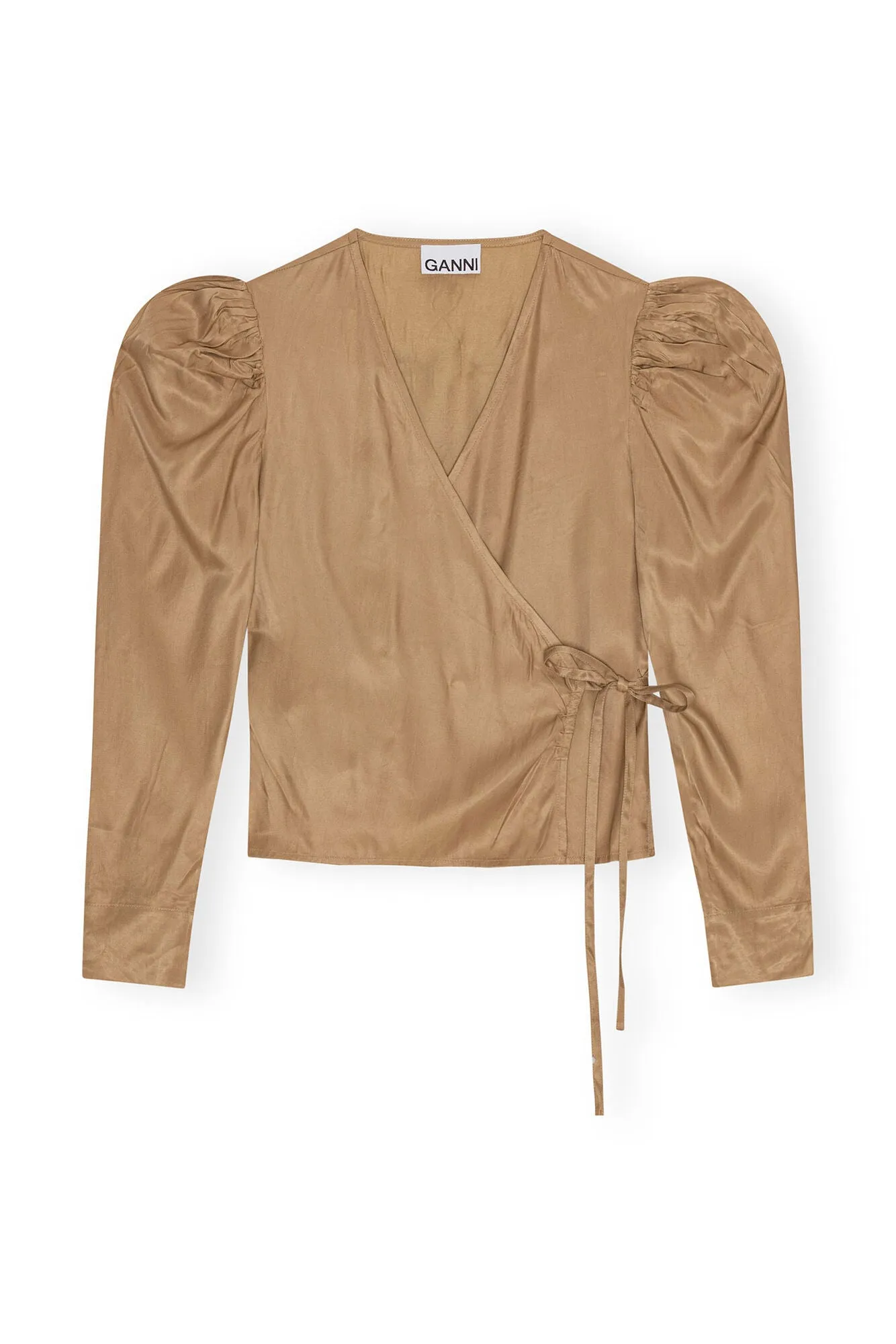 Viscose Twill Wrap Blouse | Tiger's Eye