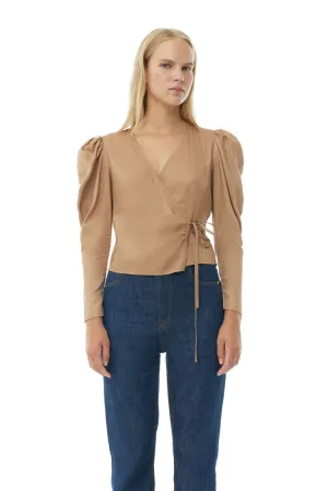 Viscose Twill Wrap Blouse | Tiger's Eye
