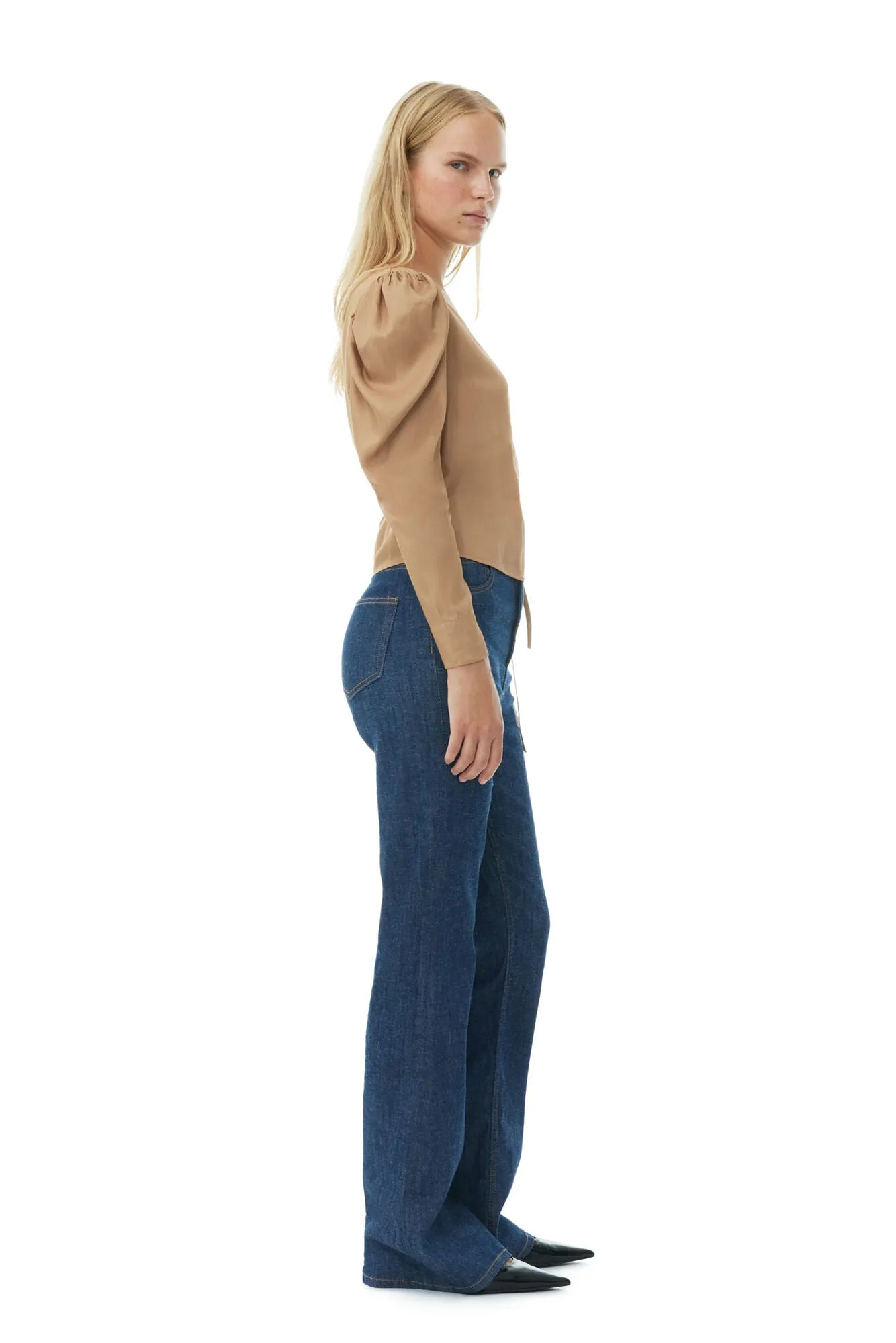 Viscose Twill Wrap Blouse | Tiger's Eye