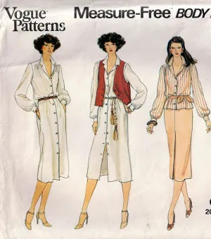 Vogue 2098 Womens Dress Blouse Skirt Vest & Fitting Shell 1970s Vintage Sewing Pattern Size 10 UNCUT Factory Folded