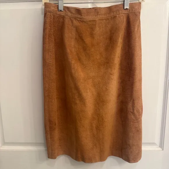 Vtg Women's BB Dakota Suede Skirt Size 7/8 Brown