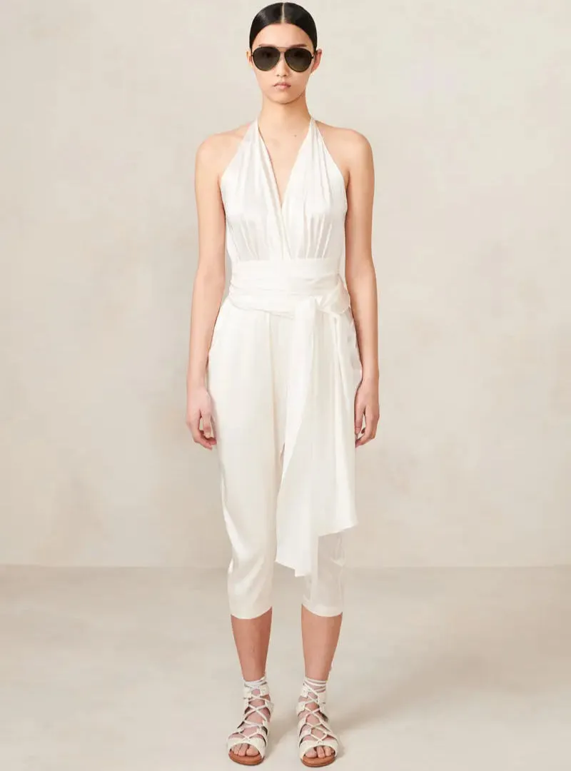 Washed Silk V Neck Plunge Bodysuit