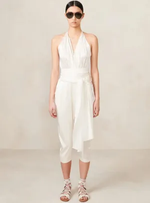 Washed Silk V Neck Plunge Bodysuit