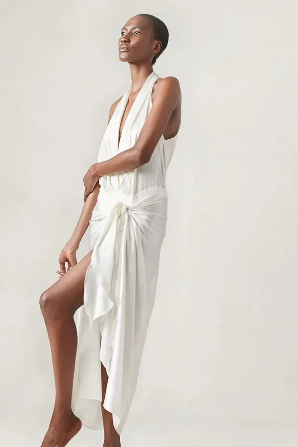Washed Silk V Neck Plunge Bodysuit