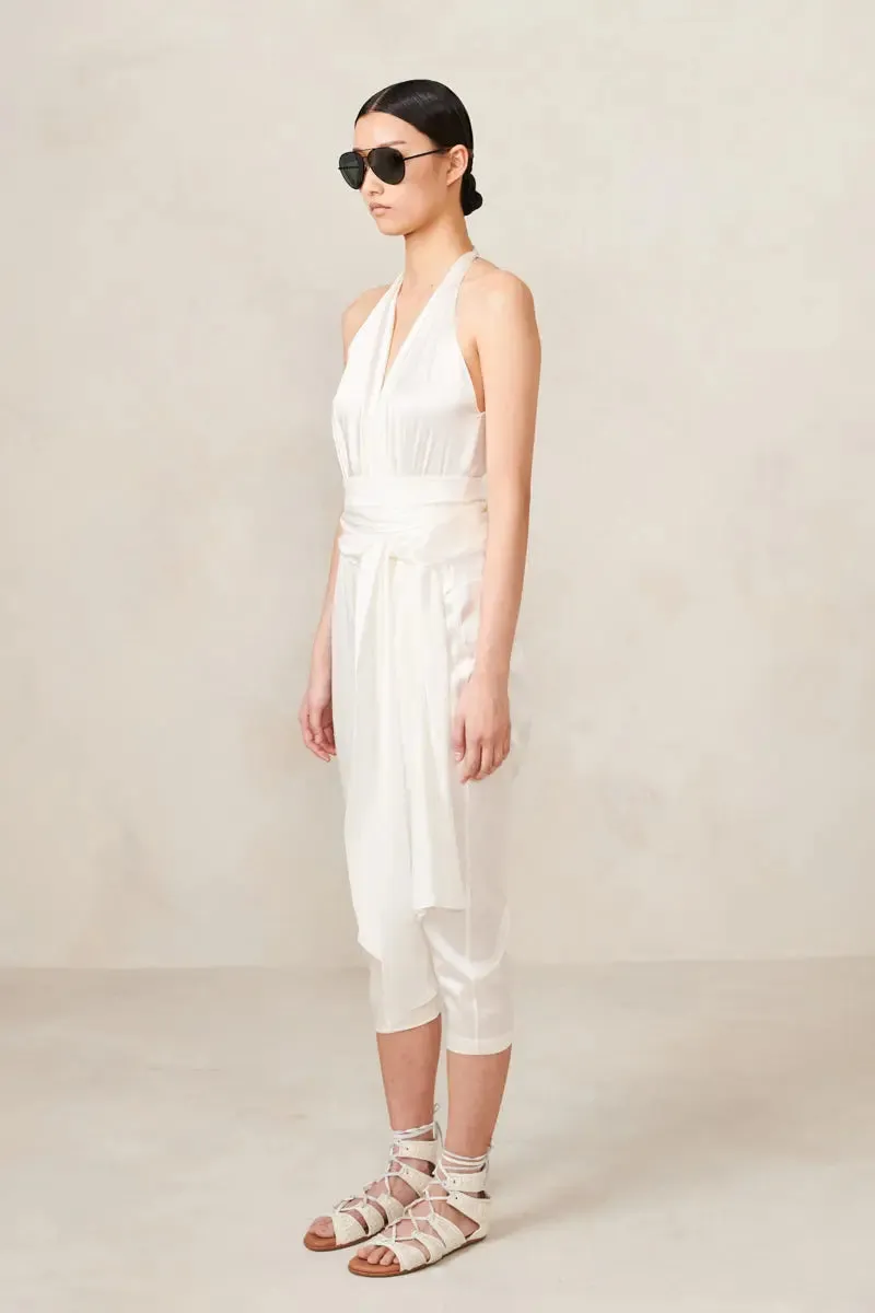 Washed Silk V Neck Plunge Bodysuit