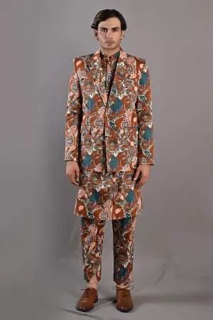 Watson - Maroon & Multi Printed Jacket With Kurta & Pant Set