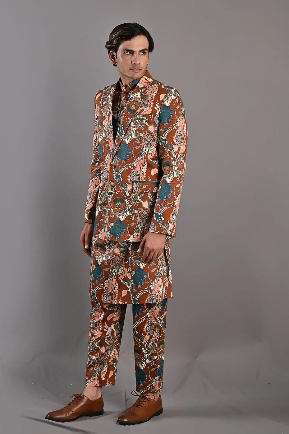 Watson - Maroon & Multi Printed Jacket With Kurta & Pant Set