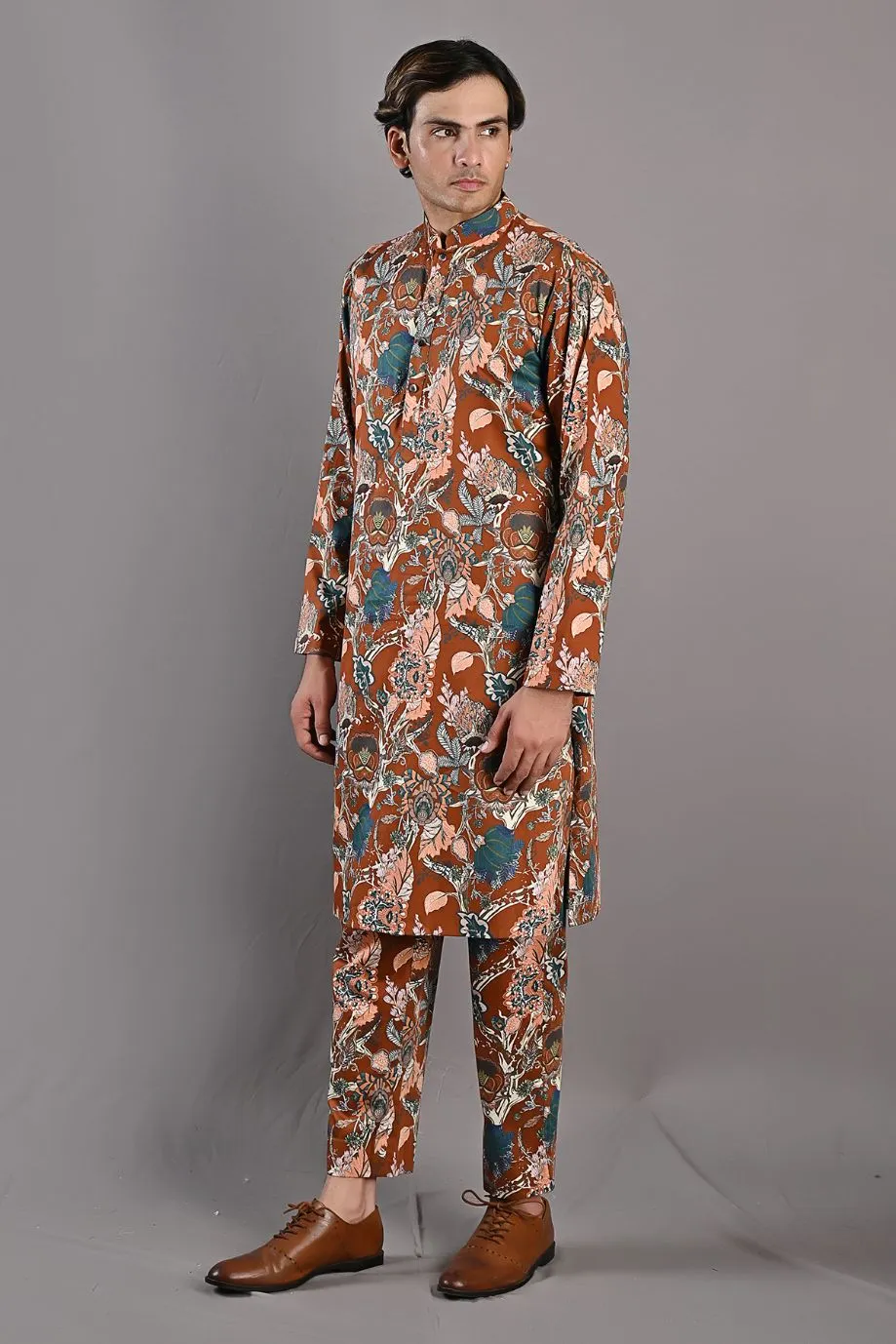 Watson - Maroon & Multi Printed Jacket With Kurta & Pant Set