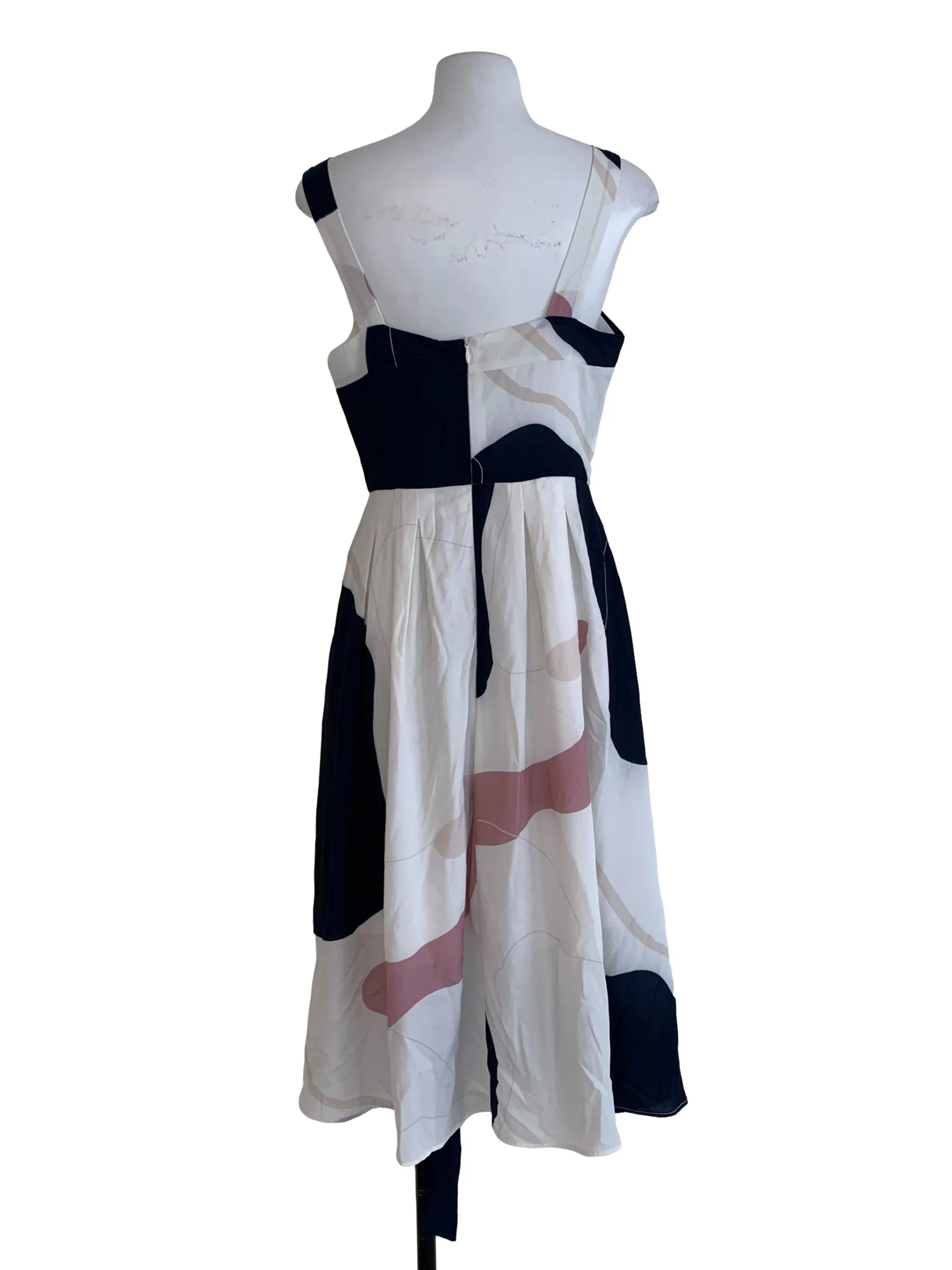 White Abstract A-Line Dress