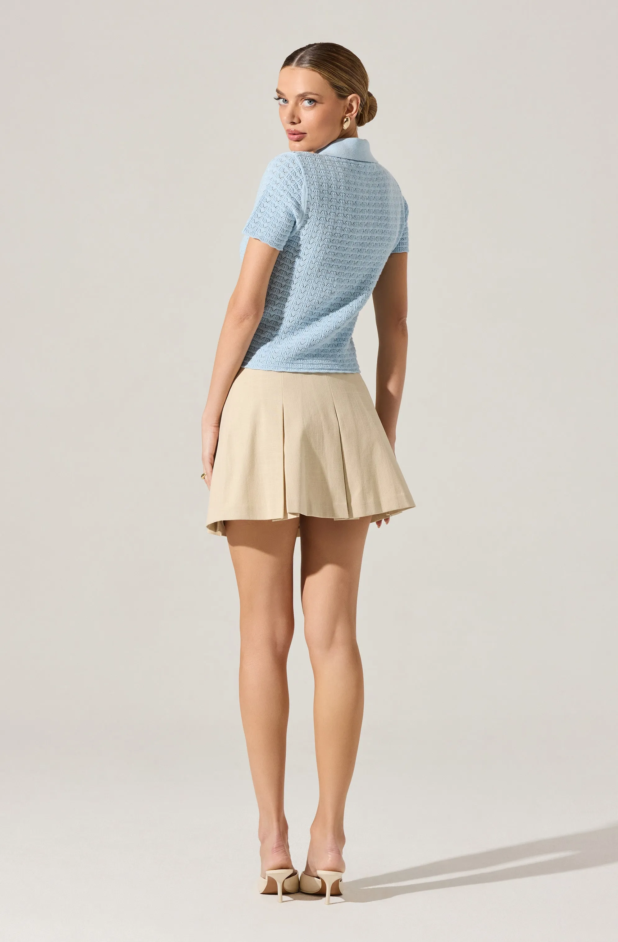 Wide pleat mini skirt