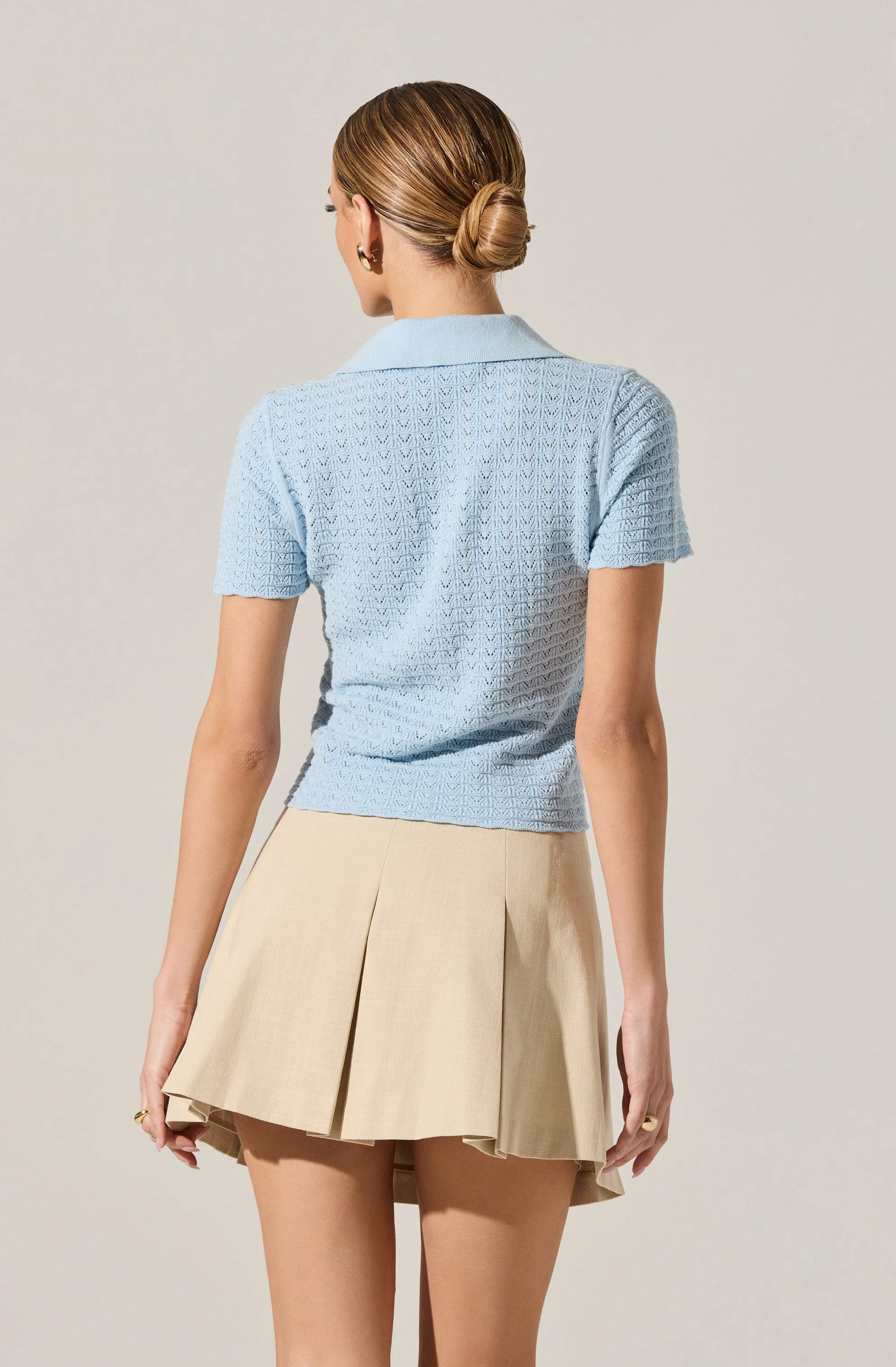 Wide pleat mini skirt
