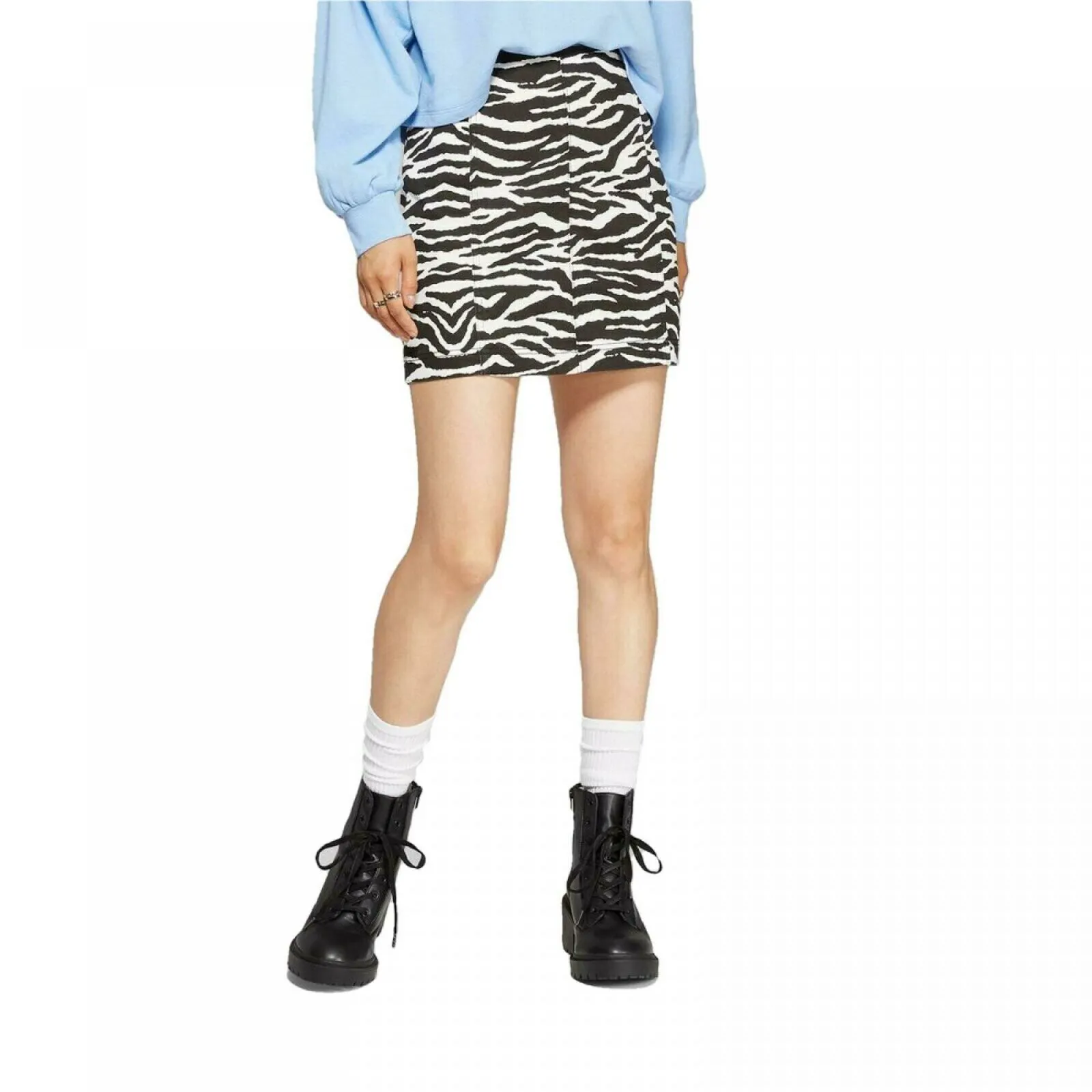 Wild Fable Women's Animal Print Seamed Mini Jeans Skirt
