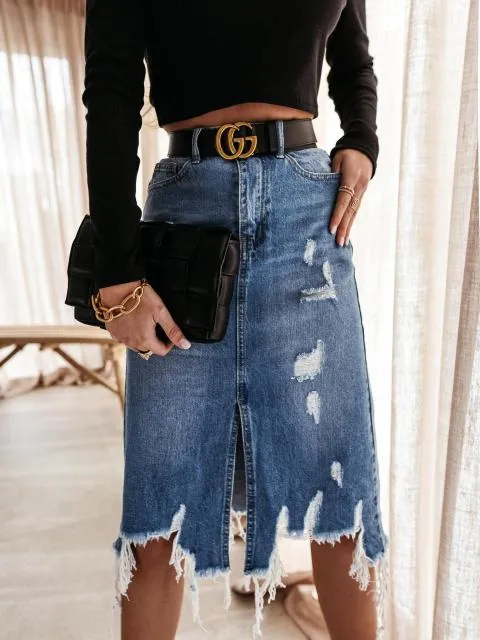 Women High Waist Denim Skirt