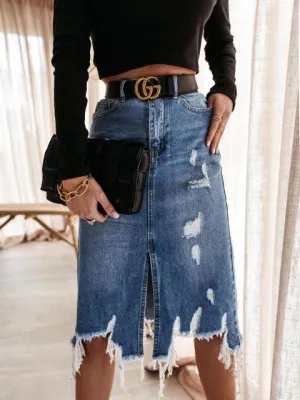 Women High Waist Denim Skirt