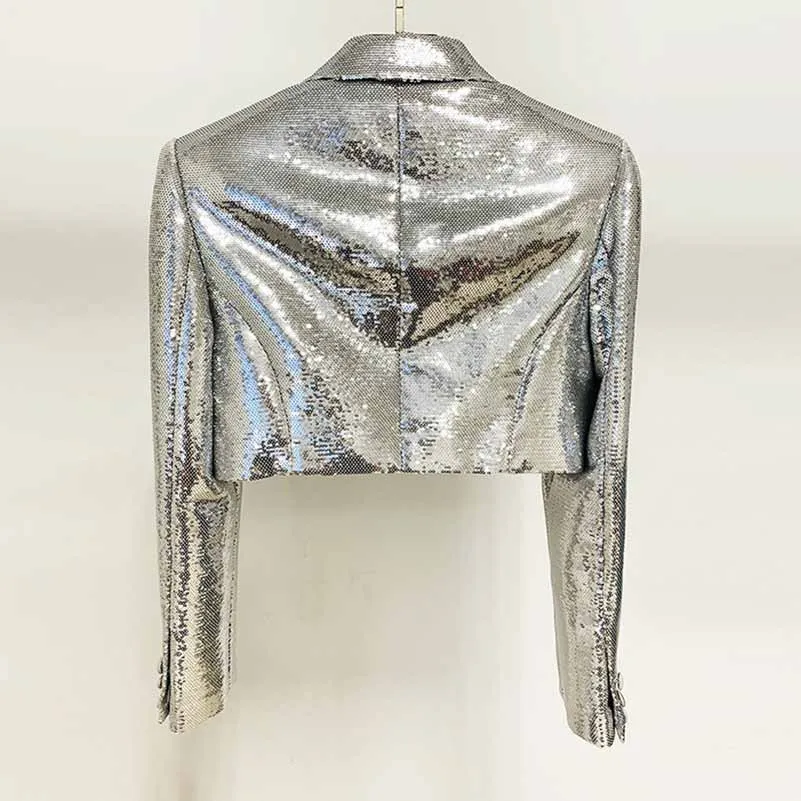 Women Sequin Silver V-Neck Long Sleeve Skirt Suit Clubwear Two Pieces BLING BLING Party Suits