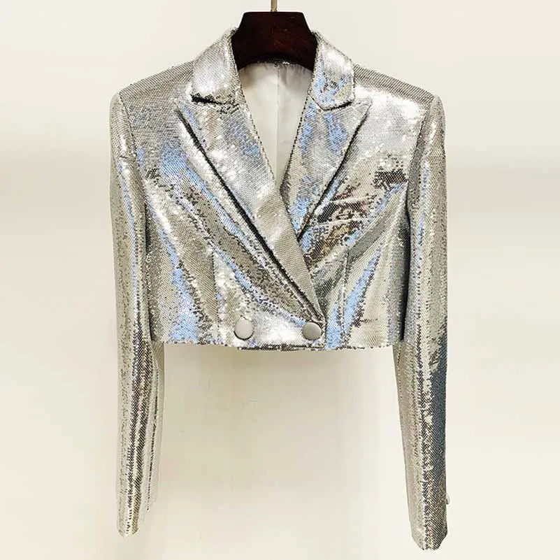 Women Sequin Silver V-Neck Long Sleeve Skirt Suit Clubwear Two Pieces BLING BLING Party Suits