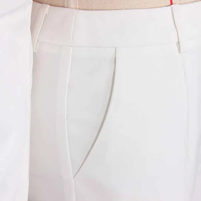 Women's Belted Pant Suit White Double Beasted Two Piece Business Set