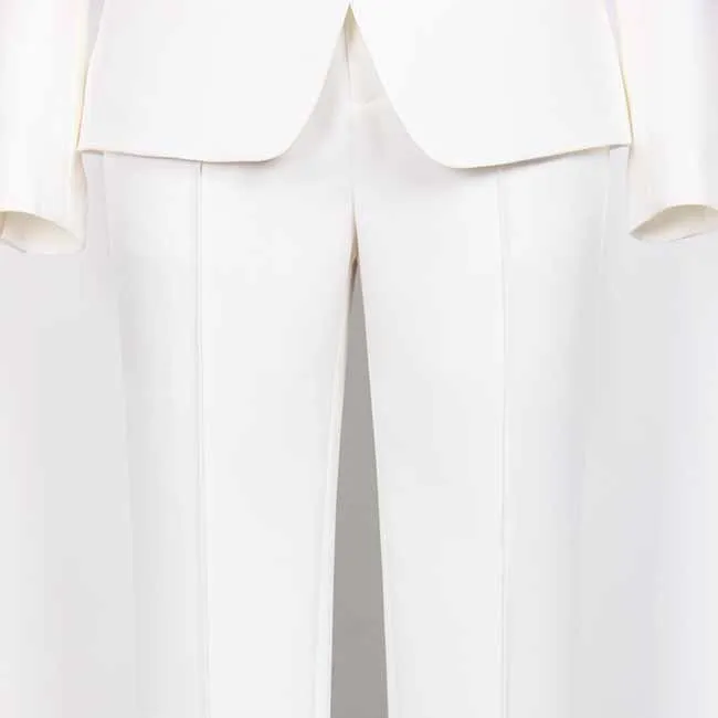 Women's Belted Pant Suit White Double Beasted Two Piece Business Set