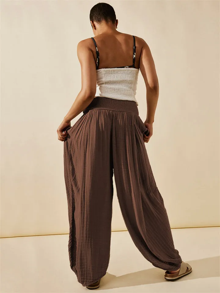 Women's Ethnic Style Yoga Fitness Pleated Lantern Pants