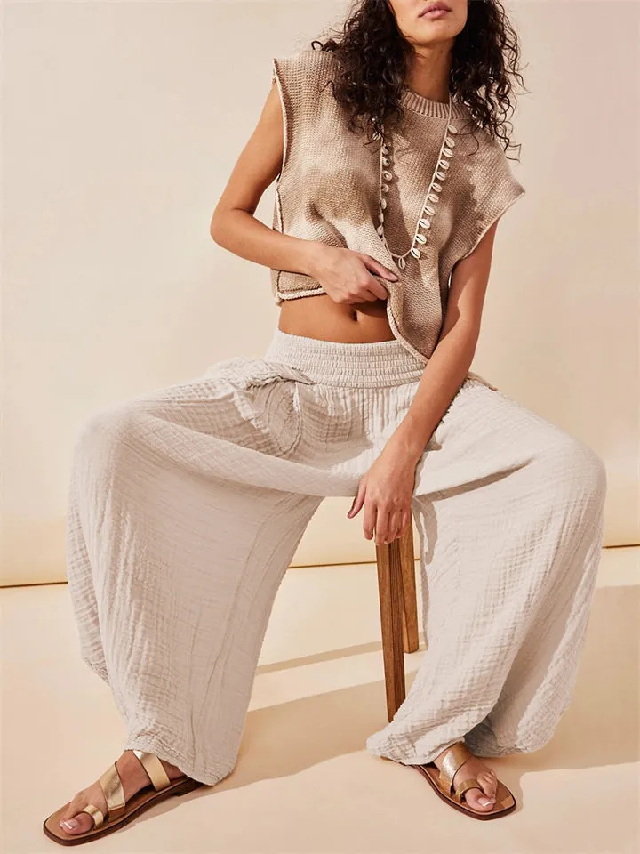 Women's Ethnic Style Yoga Fitness Pleated Lantern Pants