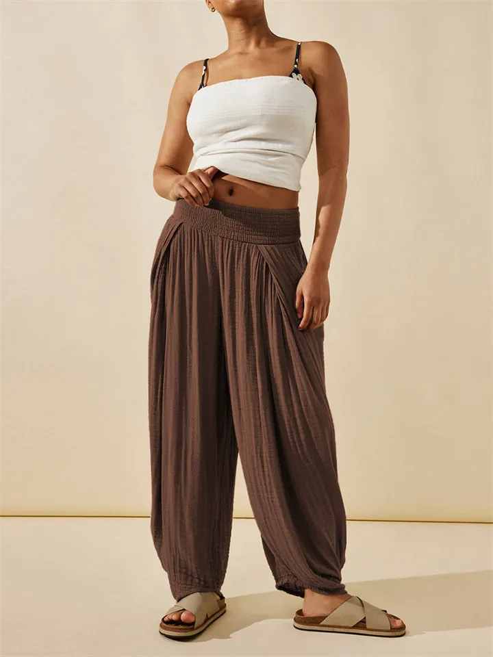 Women's Ethnic Style Yoga Fitness Pleated Lantern Pants