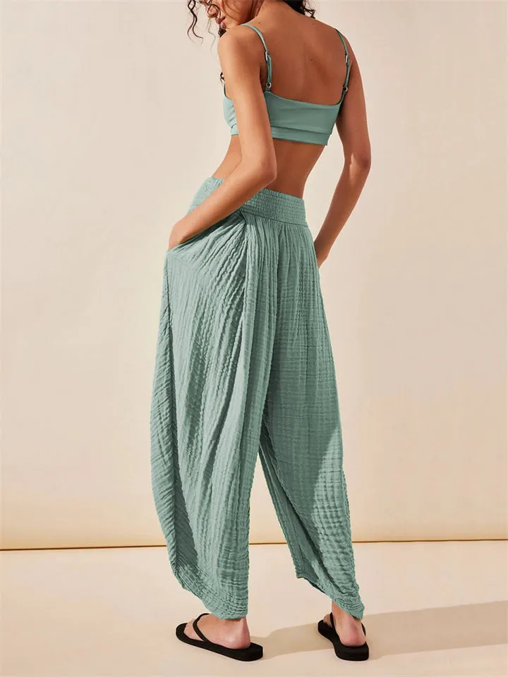 Women's Ethnic Style Yoga Fitness Pleated Lantern Pants