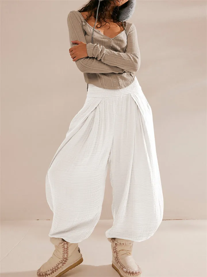 Women's Ethnic Style Yoga Fitness Pleated Lantern Pants