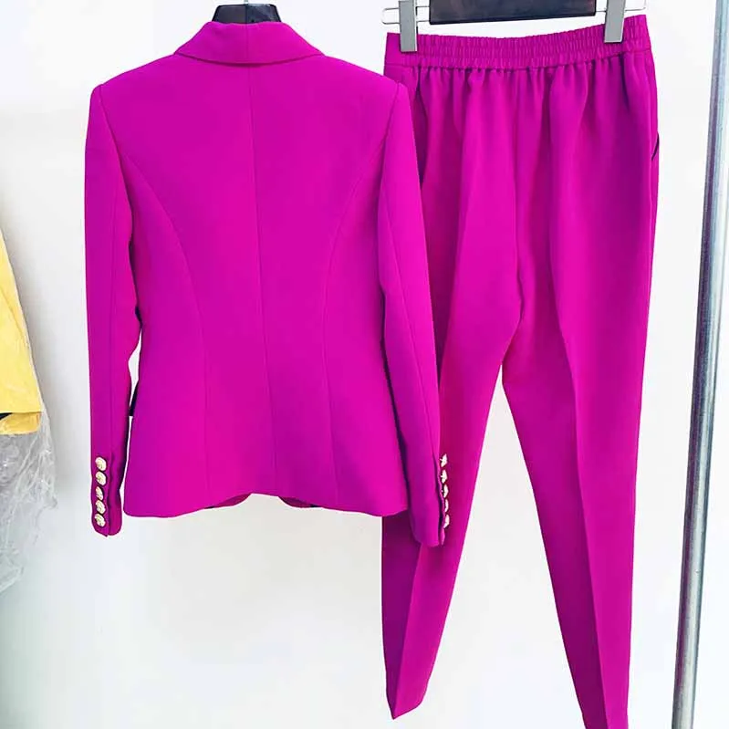 Women's Magenta Pantsuit Blazer Long Pants Wedding Pantsuit for women