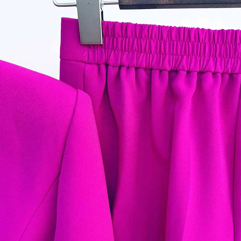 Women's Magenta Pantsuit Blazer Long Pants Wedding Pantsuit for women