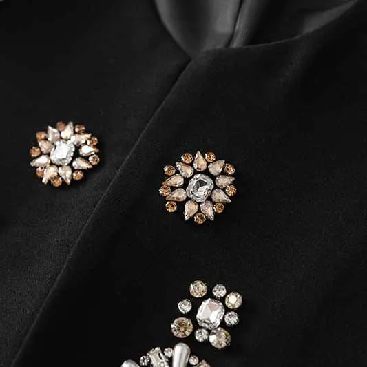 Women's Pantsuit Long Sleeves Crystal Pearl Blazer Set Pantsuit