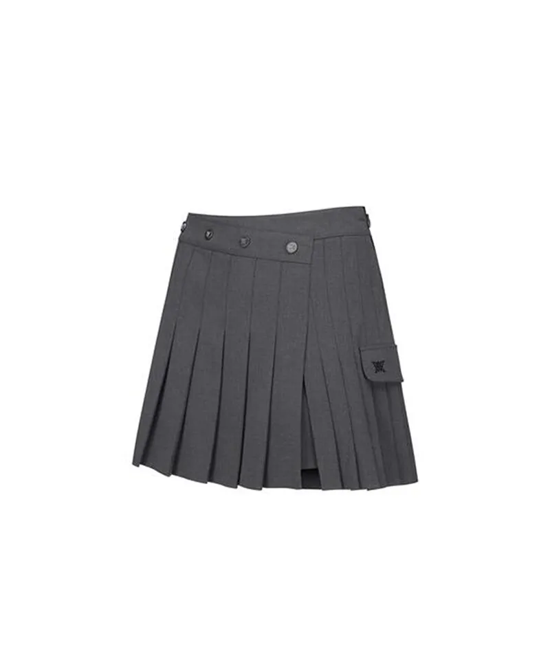 Women's Pleats Half Pants - Melange Gray