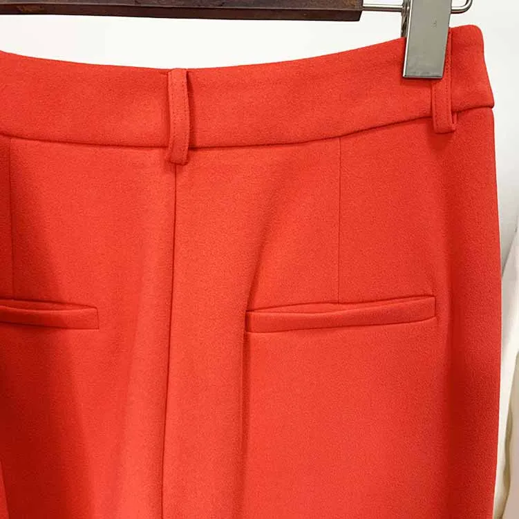 Women's Rust Pantsuit Blazer High Waisted Flare Pants Suit Wedding Pantsuit