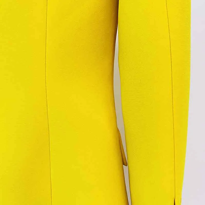 Women's Yellow Pantsuit Blazer High Waisted Flare Pants Suit Wedding Pantsuit