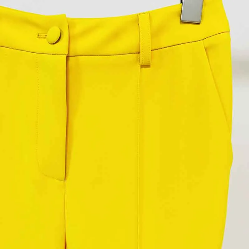 Women's Yellow Pantsuit Blazer High Waisted Flare Pants Suit Wedding Pantsuit