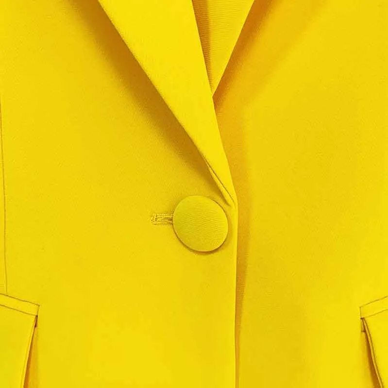 Women's Yellow Pantsuit Blazer High Waisted Flare Pants Suit Wedding Pantsuit