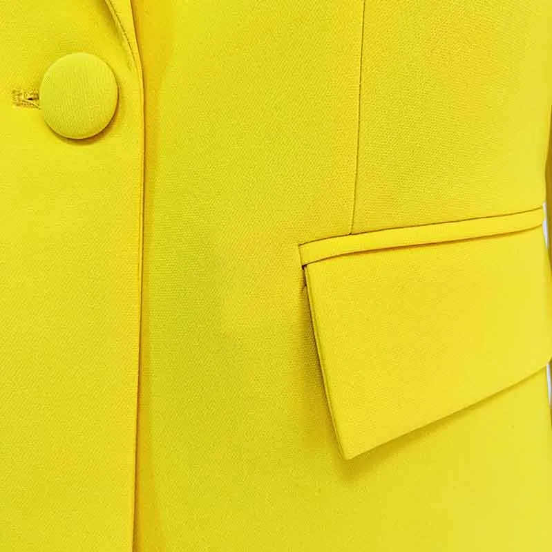 Women's Yellow Pantsuit Blazer High Waisted Flare Pants Suit Wedding Pantsuit