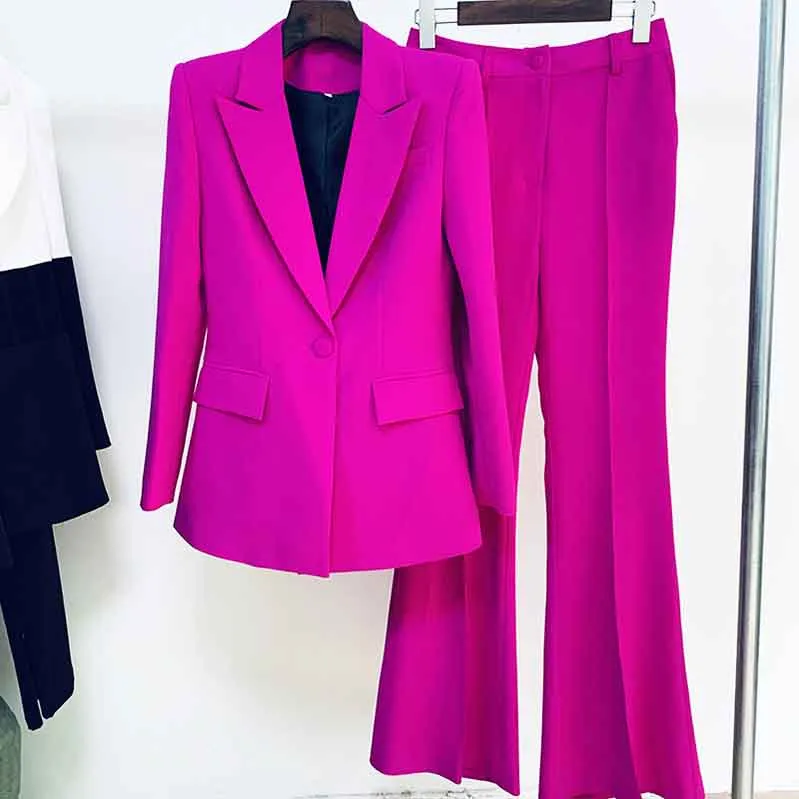 Women's Yellow Pantsuit Blazer High Waisted Flare Pants Suit Wedding Pantsuit